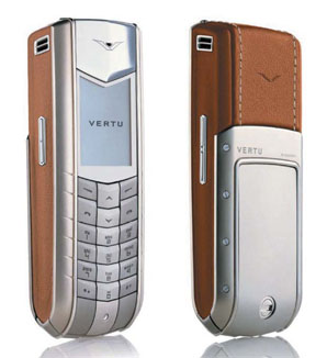 A Vertu Ascent cell phone featuring Liquidmetal in its bezel and battery cover