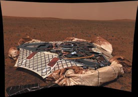 Mars Lander airbags deflated.