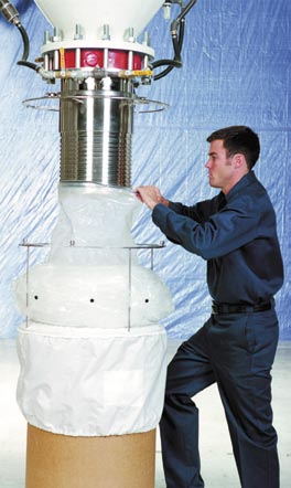 A technician works with the DoverPac system.
