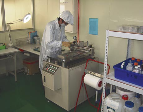 Worker in a cleanroom at the plant in Taiwan