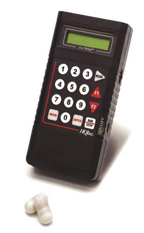 The pill transmits a person’s body temperature to a recorder outside of the body
