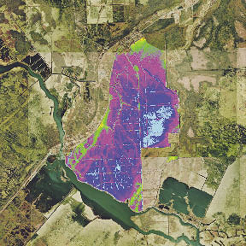 Aerial image of wetlands
