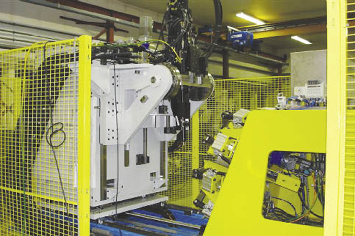 Friction stir welding being used in machinery