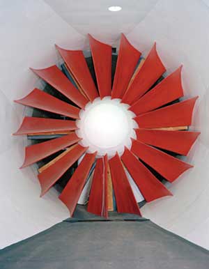 Wooden fan blades at the end of the IRT