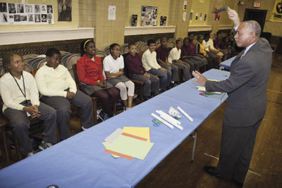 NASA Administrator Charlie Bolden presenting to students NASA Administrator Charlie Bolden presenting to students