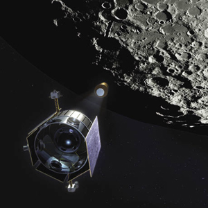 An artist’s rendering of LCROSS launching toward the Moon An artist’s rendering of LCROSS launching toward the Moon