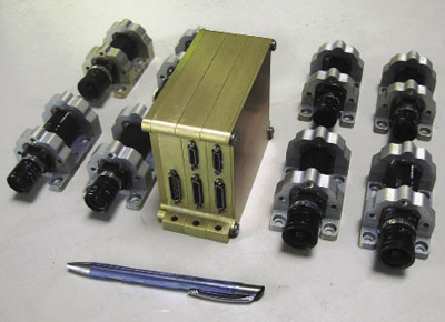 An eight-camera digital video system with a pen for size comparison An eight-camera digital video system with a pen for size comparison