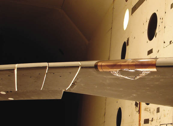 Sensor array on a flexible wing model Sensor array on a flexible wing model