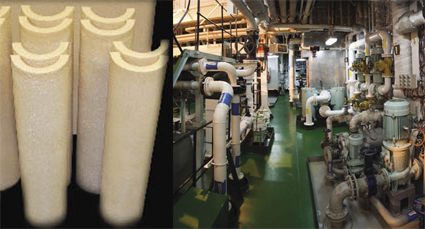 Clamshell-shaped polymide foam and Engine room Clamshell-shaped polymide foam and Engine room