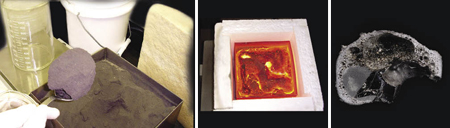 Lunar soil before, during and after heating Lunar soil before, during and after heating