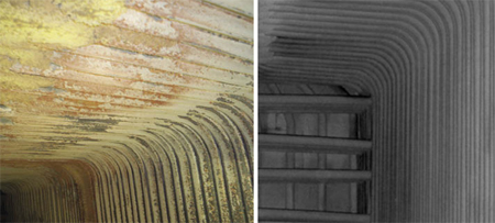 Boiler before and after coating