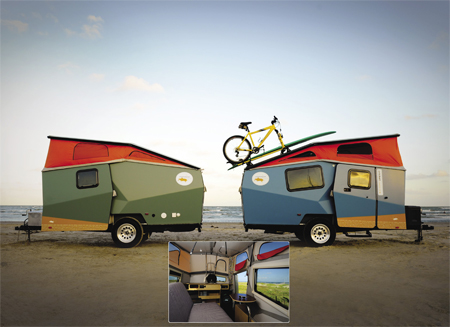 Two Cricket Trailers at the beach and Interior Two Cricket Trailers at the beach and Interior