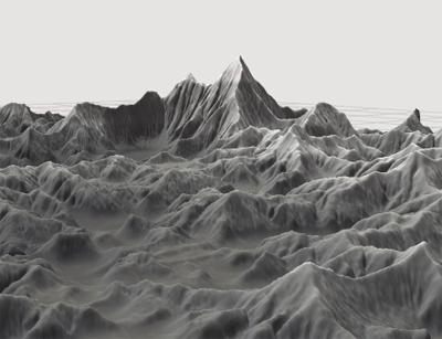 Rendering of a mountain range using ASTER data
