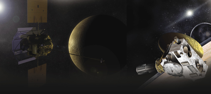 Mercury MESSENGER and New Horizons spacecraft