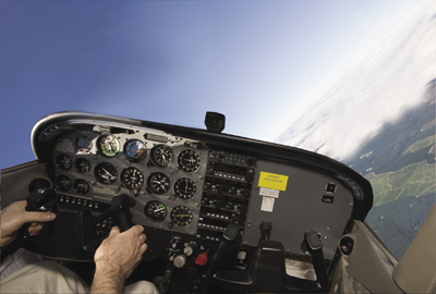 The instrument panel of an airplane in flight The instrument panel of an airplane in flight