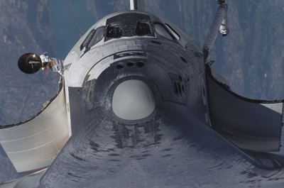 A view of the Space Shuttle’s nose cone A view of the Space Shuttle’s nose cone