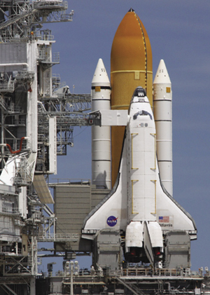 Space shuttle at launch station Space shuttle at launch station