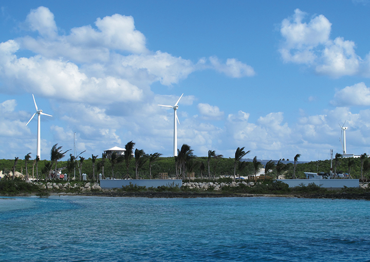 Wind turbines in the Bahamas