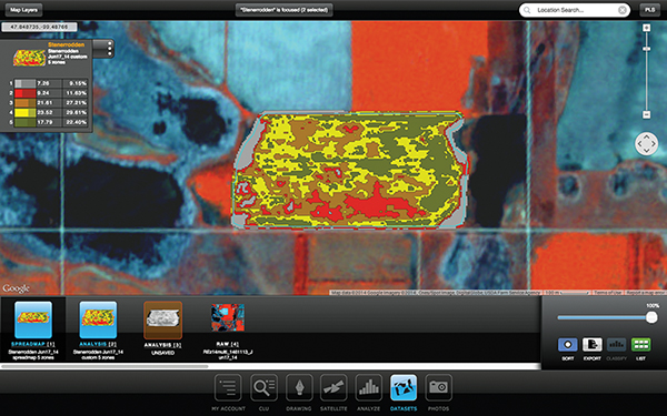 Image of a field in Satshot’s Mapcenter app