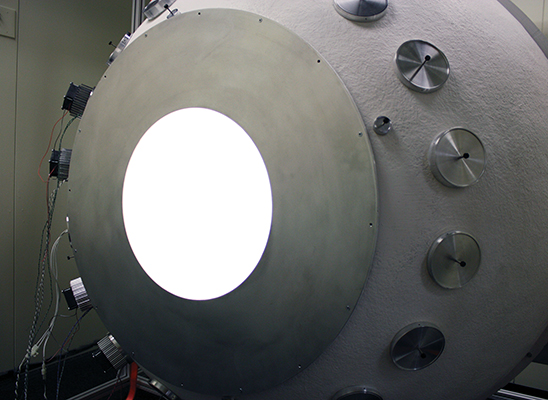 Large integrating sphere, used to calibrate multiple cameras at once