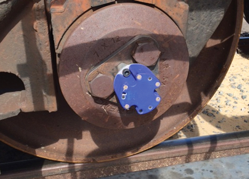 Ridgetop sensor installed on train wheel