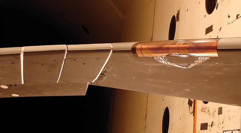 Sensor array on a flexible wing model