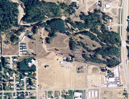 A satellite image focusing on one of the travelers’ rest stops