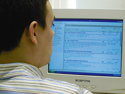 A worker using the Aware software