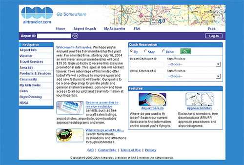 Screen shot of the Airtraveler Web site.