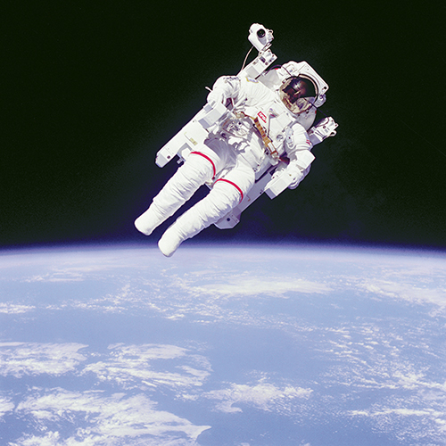 Astronaut Bruce McCandless II, untethered in space