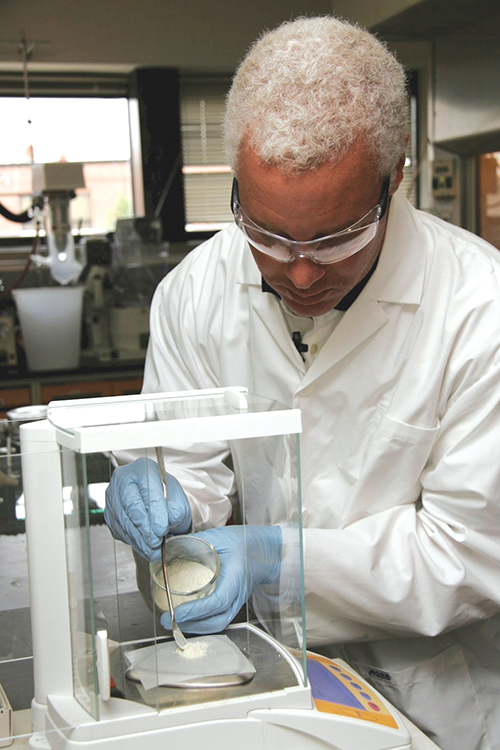 Chemical engineer Robert Bryant working with Soluble Imide  in his lab