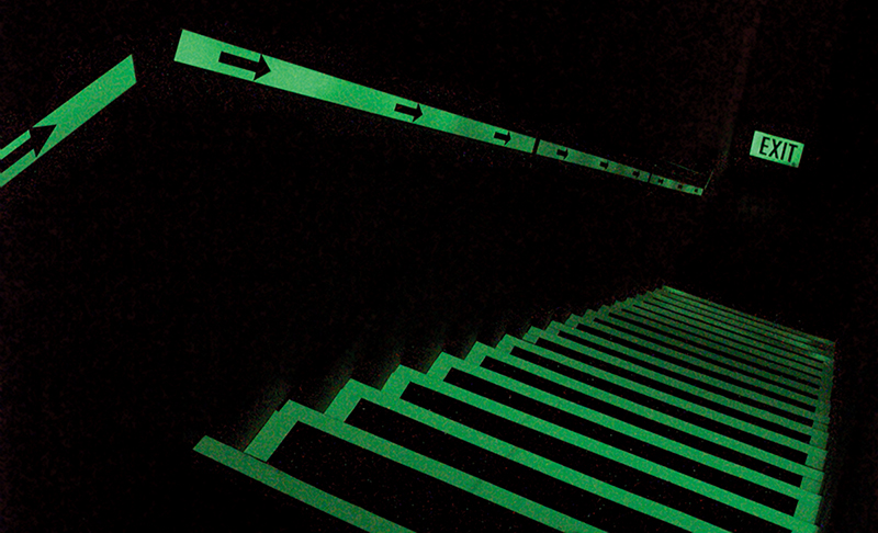 LUNAplast material illuminates a stairwell and emergency exit
