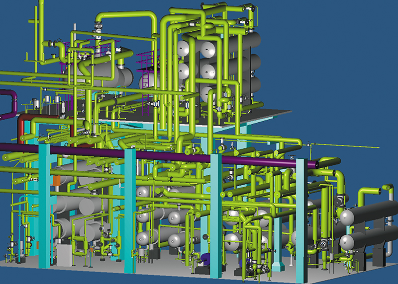A 3-D CAD model of a refinery from photography using photogrammetry software.