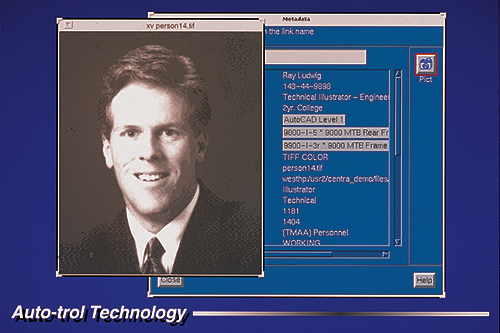 Screen shot of CENTRA 2000 with a person's id photo