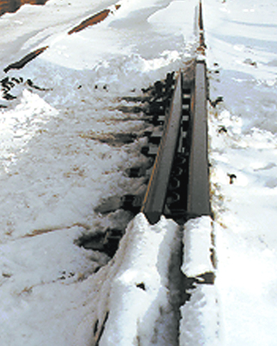 A railway covered with ice and snow