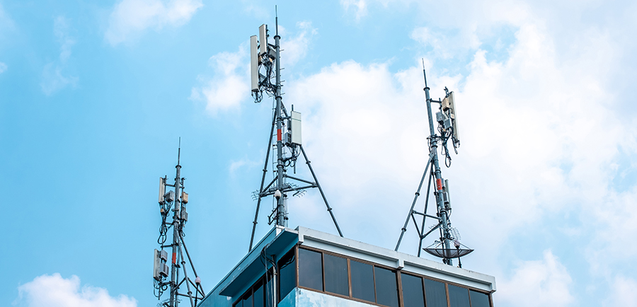 Cellular towers on top of a building
