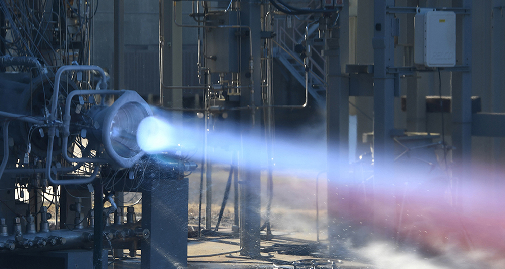 A hot fire test at Marshall Space Flight Center