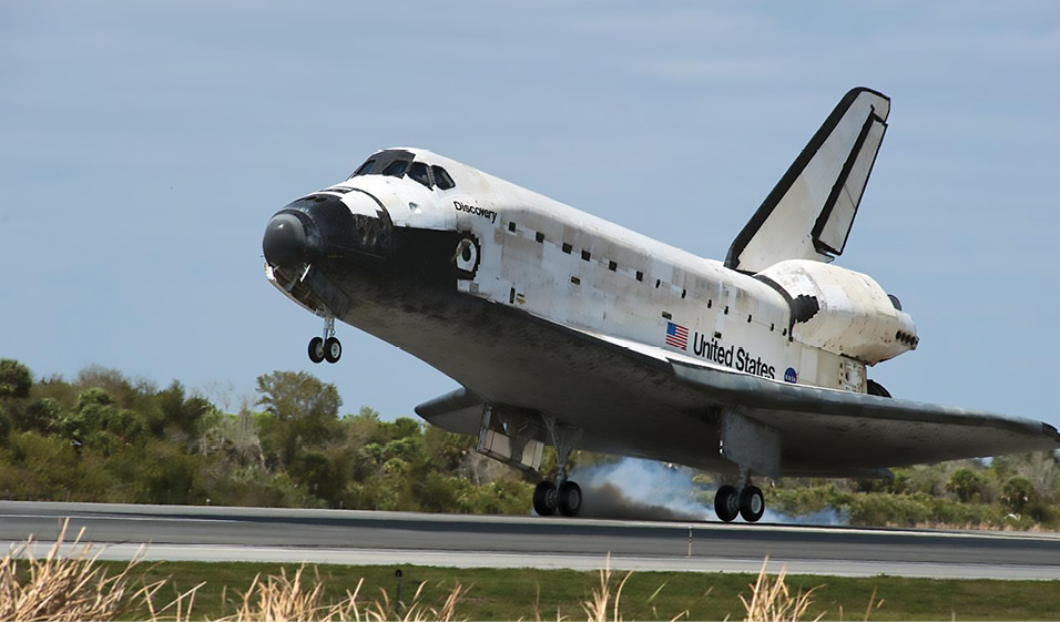 The Space Shuttle lands