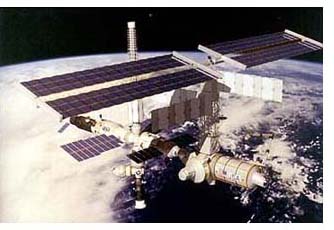 computer image of the International Space Station before its completion.