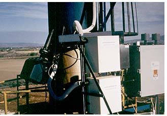 close up photo of the Stak-Tracker equipment that is attached to the smokestacks