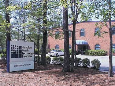 of Hampton Roads Technology Incubator builing and sign in Hampton, Virginia