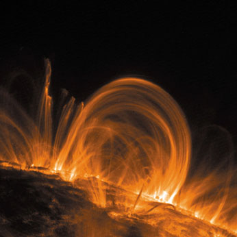 Fountains of multimillion degree electrified gas in the Suns atmosphere