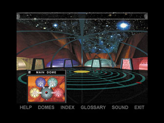 screen shot four different research domes, students learn about Mars and use their newly gained knowledge to conduct a virtual exploration of the plane