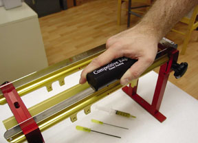 The skate polishing tool sharpens a skate blades edge