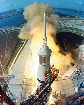 Liftoff of the Apollo 11 Saturn V space vehicle
