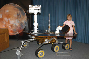 Sofi Collis with a Mars Exploration Rover model