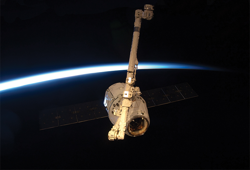 SpaceX Dragon capsule docked to the ISS