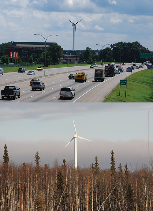 Wind turbine in Rhode Island and Wind turbine in Alaska