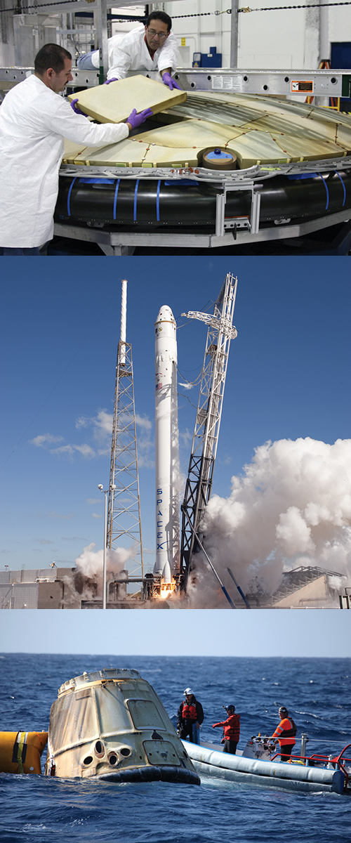 PICA-X heat shield installation, SpaceX test flight and Dragon capsule retrieval