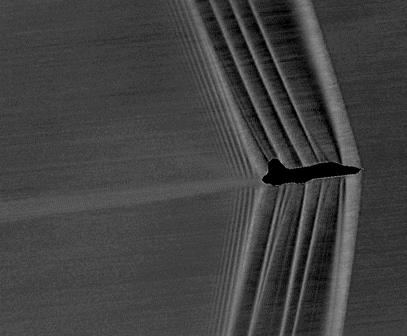 Airplane breaking the sound barrier